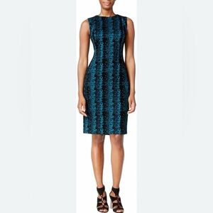 Elegant Blue and Black Patterned Dress